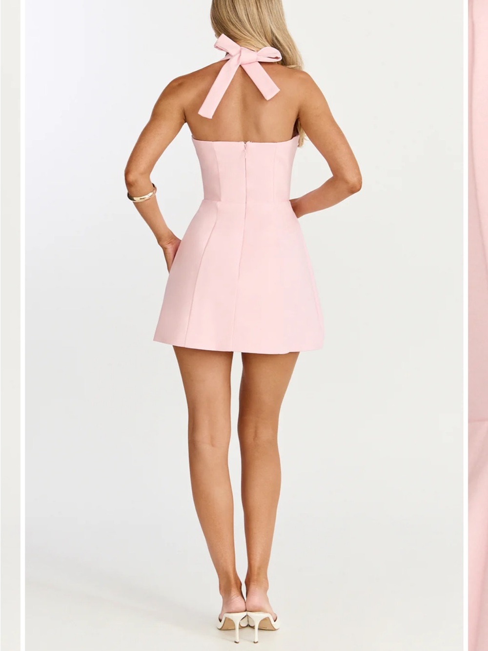 SHOWPO Dante Mini Dress Pink Halter Fit & Flare - Picture 3 of 3